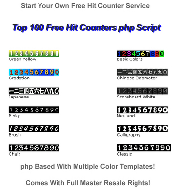 Product picture Top 100 Free Hit Counters php Website Script