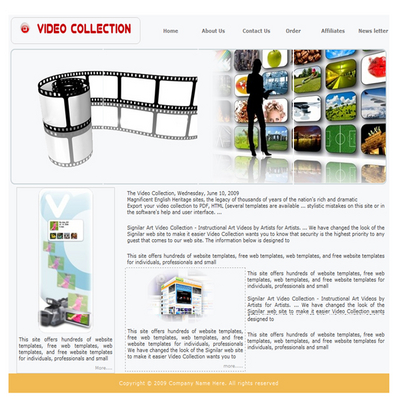 Product picture Video Collection Website Template