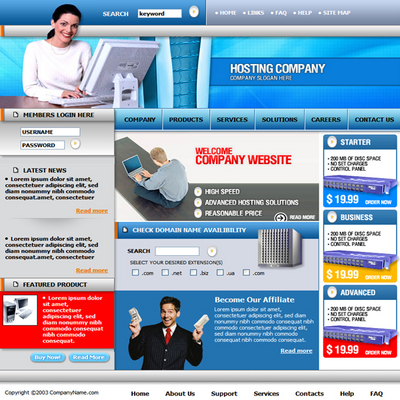 Product picture Web Hosting Service Website Template