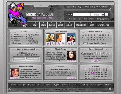 Product picture Music Catalog Flash Website Template